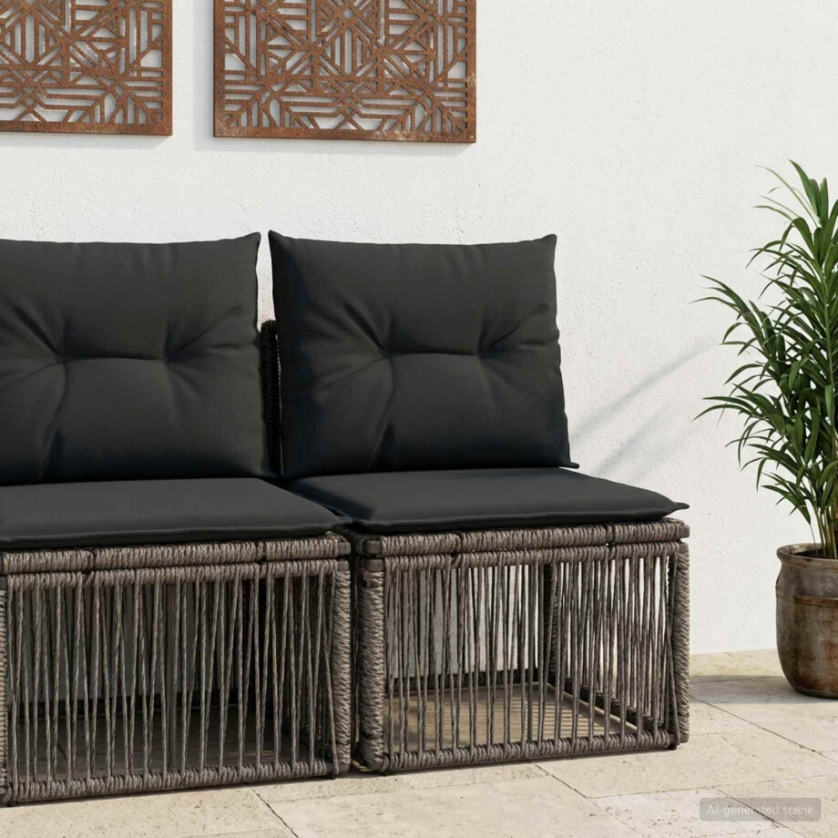 vidaXL Armloze Sofa eenheid Grijs poly rattan vidaXL Armloze Sofa eenheid Grijs poly rattan afbeelding 1