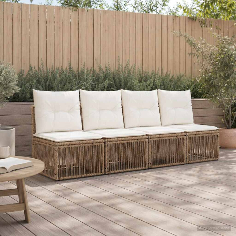 vidaXL 4-zits bank 4 st 4-Aantal zitplaatsen Beige poly rattan afbeelding 1