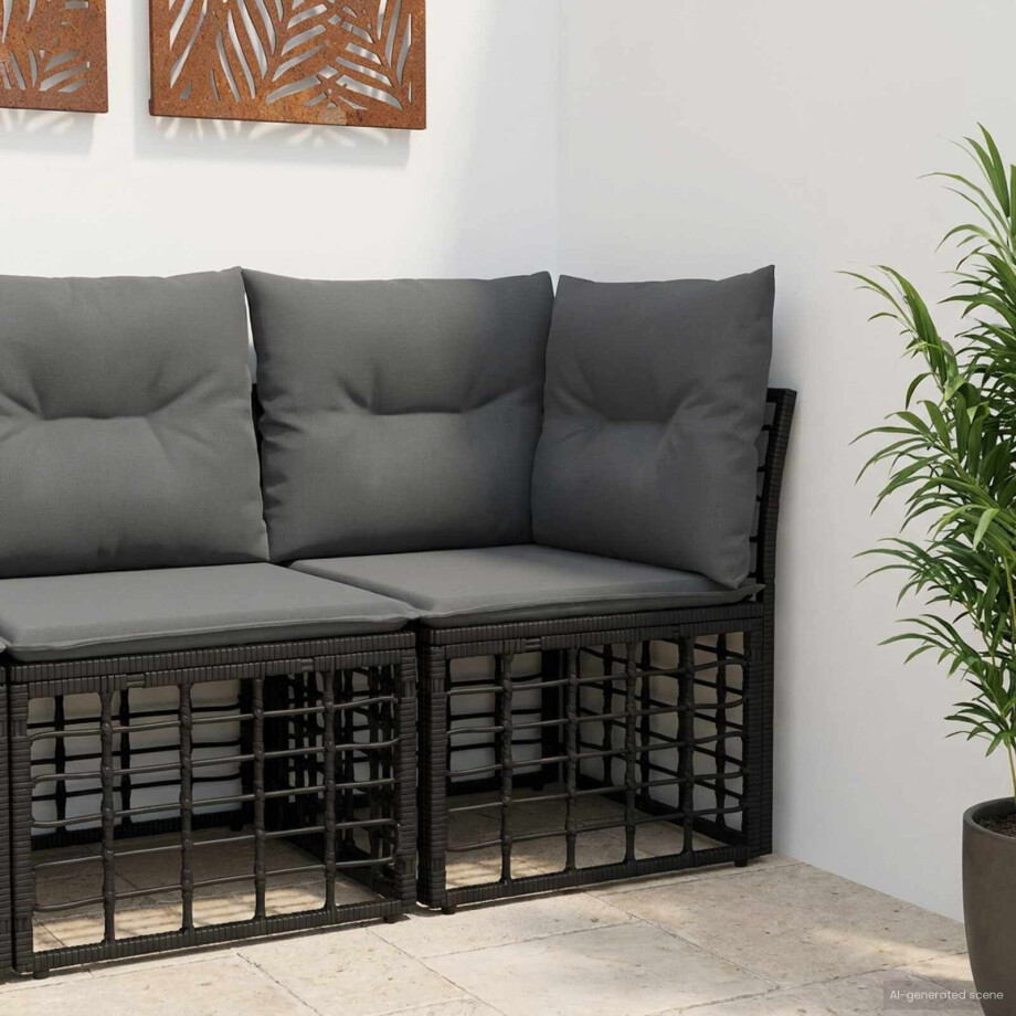 vidaXL Modulaire Outdoor Hoek Sofa Eenheid Zwart poly rattan vidaXL Modulaire Outdoor Hoek Sofa Eenheid Zwart poly rattan afbeelding 1