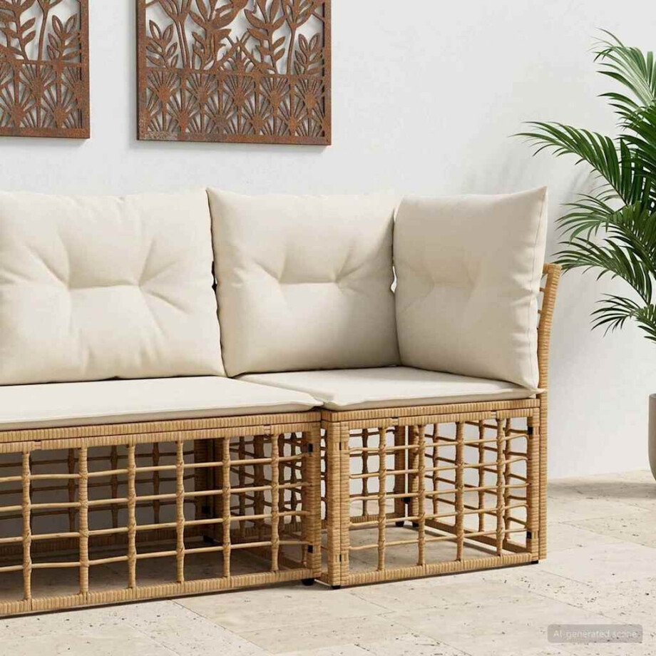 vidaXL Modulaire Outdoor Hoek Sofa Eenheid Naturel poly rattan vidaXL Modulaire Outdoor Hoek Sofa Eenheid Naturel poly rattan afbeelding 1