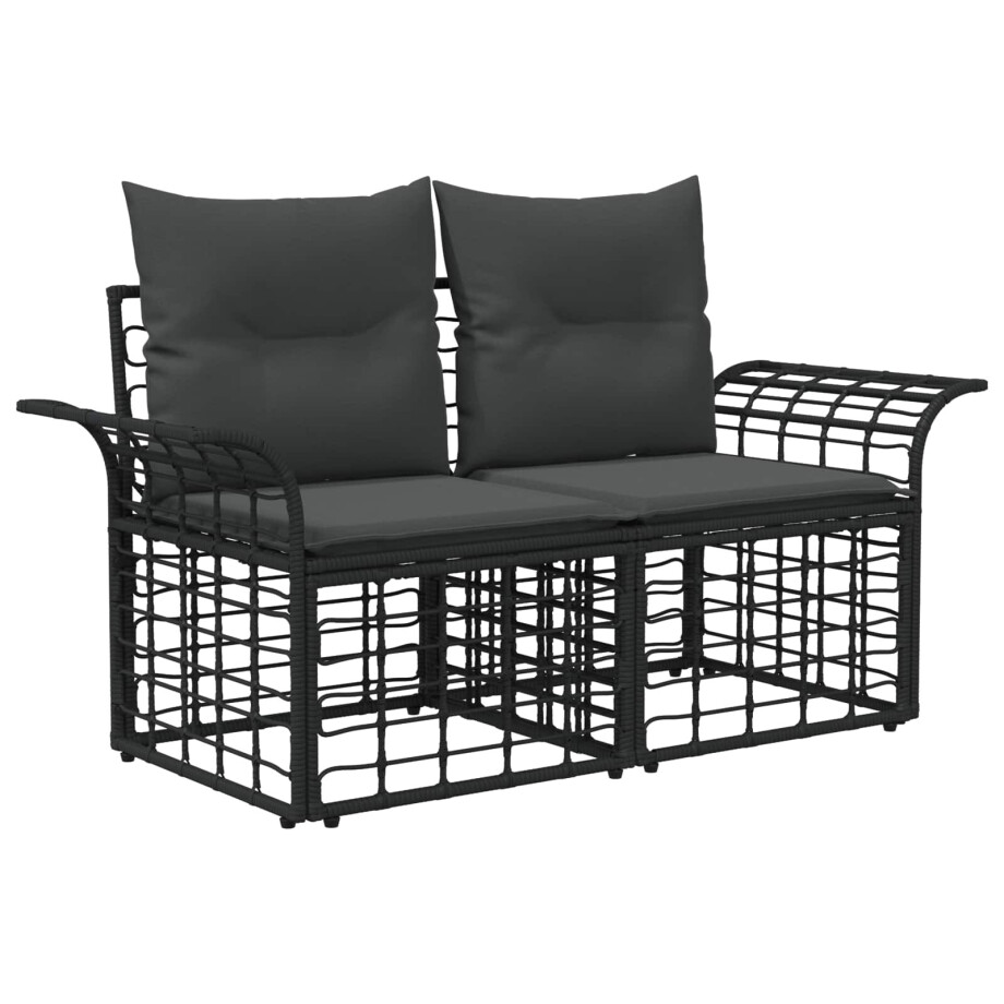 vidaXL Buiten loveseat 2 pcs Zwart en Donkergrijs poly rattan vidaXL Buiten loveseat 2 pcs Zwart en Donkergrijs poly rattan afbeelding 1
