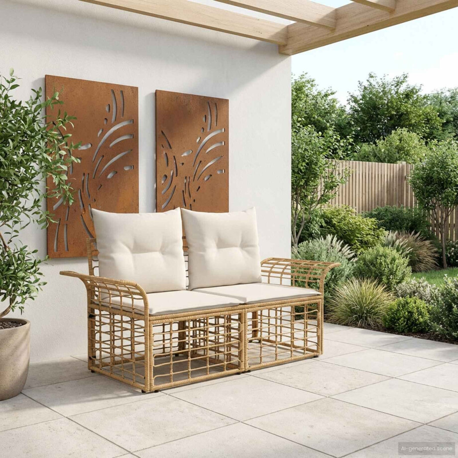 vidaXL Buiten loveseat 2 pcs Natuurlijk en Crème Wit poly rattan vidaXL Buiten loveseat 2 pcs Natuurlijk en Crème Wit poly rattan afbeelding 1