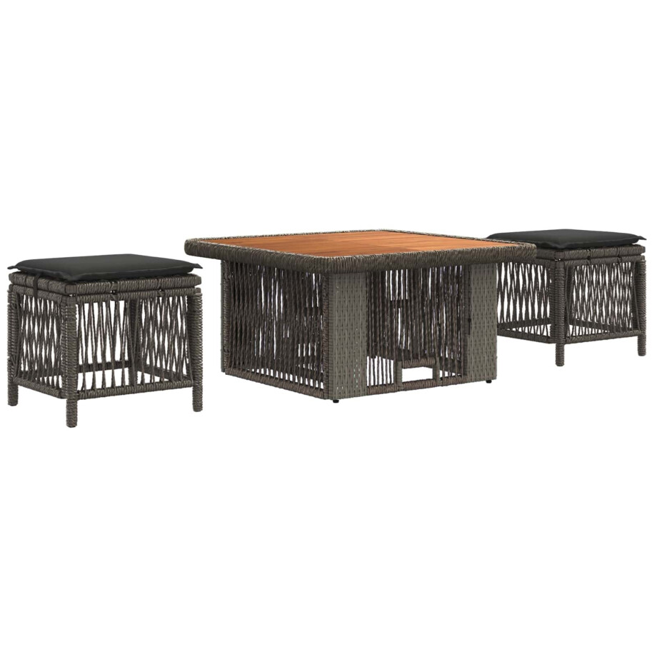 vidaXL Tuin eettafelset 3 pcs Grijs en Donkergrijs poly rattan afbeelding 1