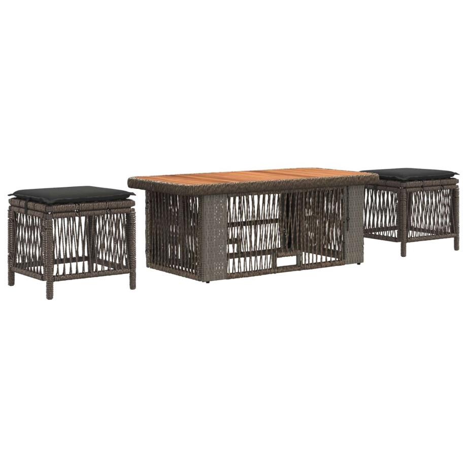 vidaXL Tuin eettafelset 4 pcs Grijs en Donkergrijs poly rattan afbeelding 1