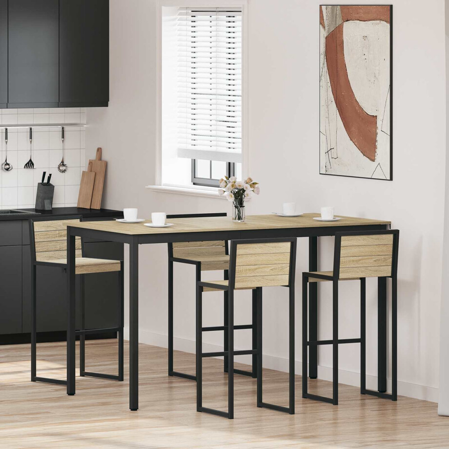 vidaXL Staande Bartafel Bewerkt hout afbeelding 1