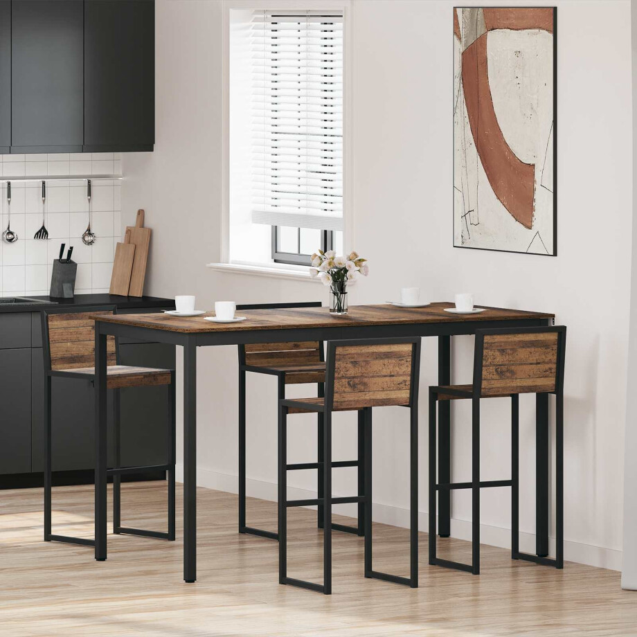 vidaXL Staande Bartafel Bewerkt hout afbeelding 1