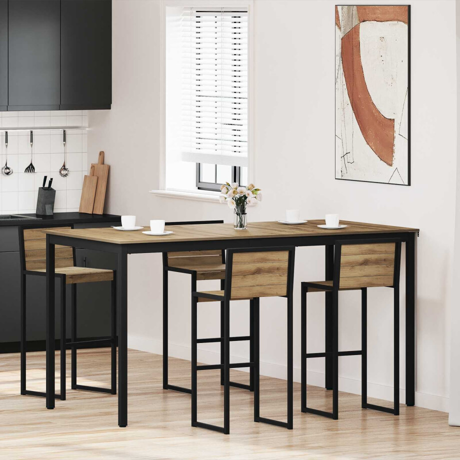 vidaXL Staande Bartafel Bewerkt hout afbeelding 1
