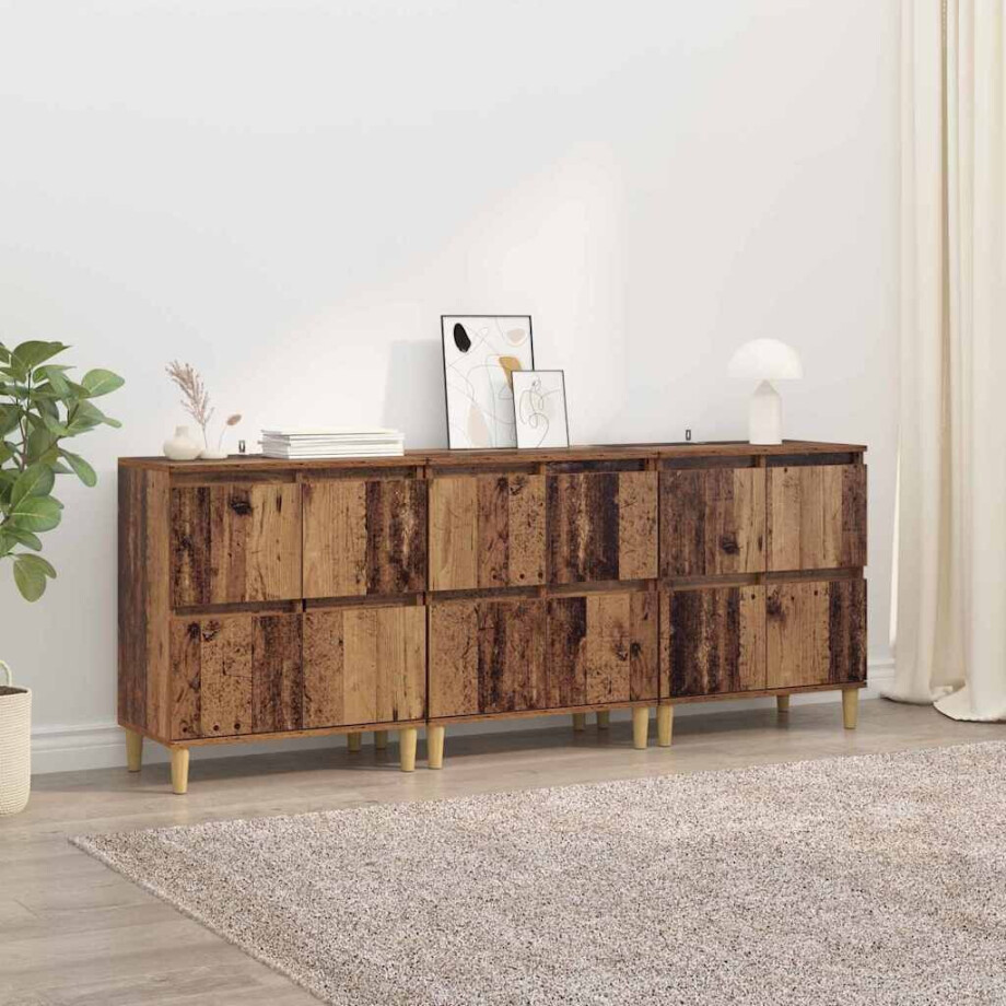 vidaXL Dressoirs 3 pcs Oud Hout 60 x 35 x 70 cm Bewerkt hout vidaXL Dressoirs 3 pcs Oud Hout 60 x 35 x 70 cm Bewerkt hout afbeelding 1