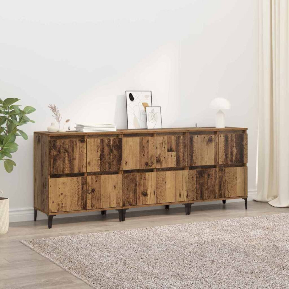 vidaXL Dressoirs 3 pcs Oud Hout 60 x 35 x 70 cm Bewerkt hout vidaXL Dressoirs 3 pcs Oud Hout 60 x 35 x 70 cm Bewerkt hout afbeelding 1