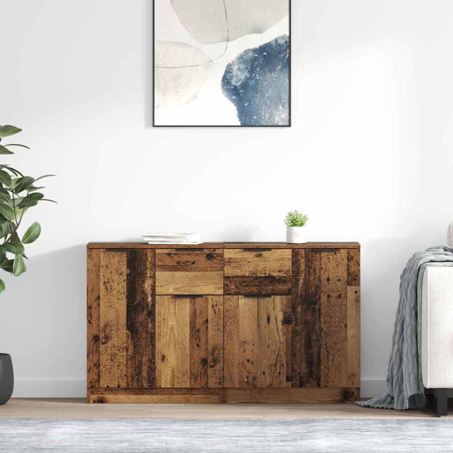 vidaXL Dressoirs met lade 2 pcs Oud Hout 60 x 30 x 70 cm Bewerkt hout vidaXL Dressoirs met lade 2 pcs Oud Hout 60 x 30 x 70 cm Bewerkt hout afbeelding 1