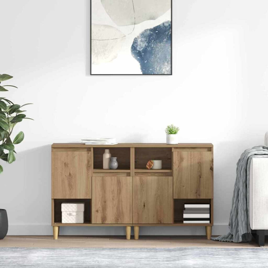 vidaXL Dressoirs 2 pcs Artisan Eiken 60 x 35 x 70 cm Bewerkt hout vidaXL Dressoirs 2 pcs Artisan Eiken 60 x 35 x 70 cm Bewerkt hout afbeelding 1