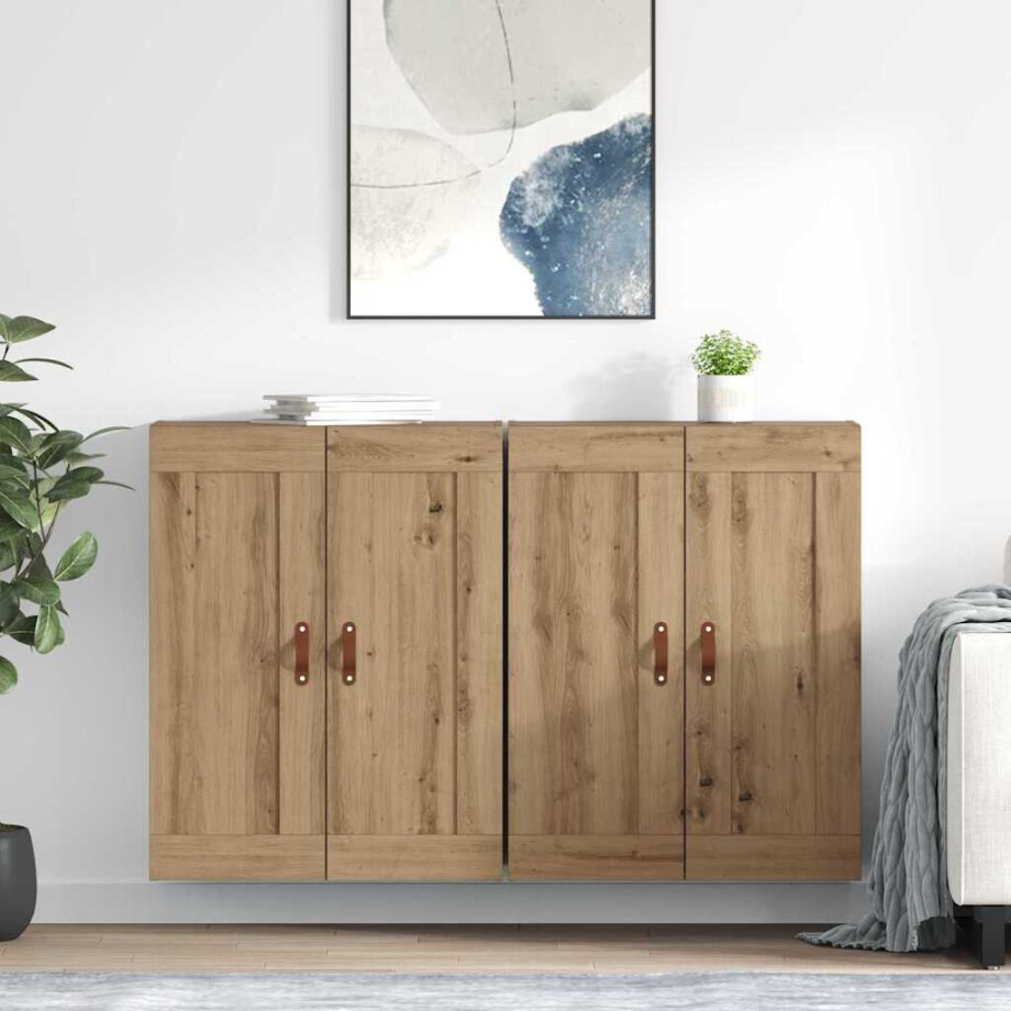 vidaXL Wandkast 2 pcs Artisan Eiken 69,5 x 34 x 90 cm Bewerkt hout afbeelding 1
