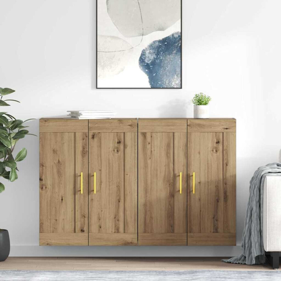 vidaXL Wandkast 2 pcs Artisan Eiken 69,5 x 34 x 90 cm Bewerkt hout afbeelding 1