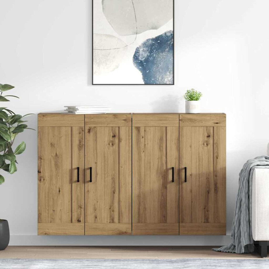 vidaXL Wandkast 2 pcs Artisan Eiken 69,5 x 34 x 90 cm Bewerkt hout afbeelding 1