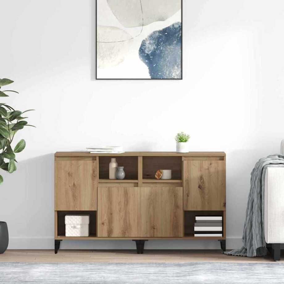 vidaXL Dressoirs 2 pcs Artisan Eiken 60 x 35 x 70 cm Bewerkt hout vidaXL Dressoirs 2 pcs Artisan Eiken 60 x 35 x 70 cm Bewerkt hout afbeelding 1