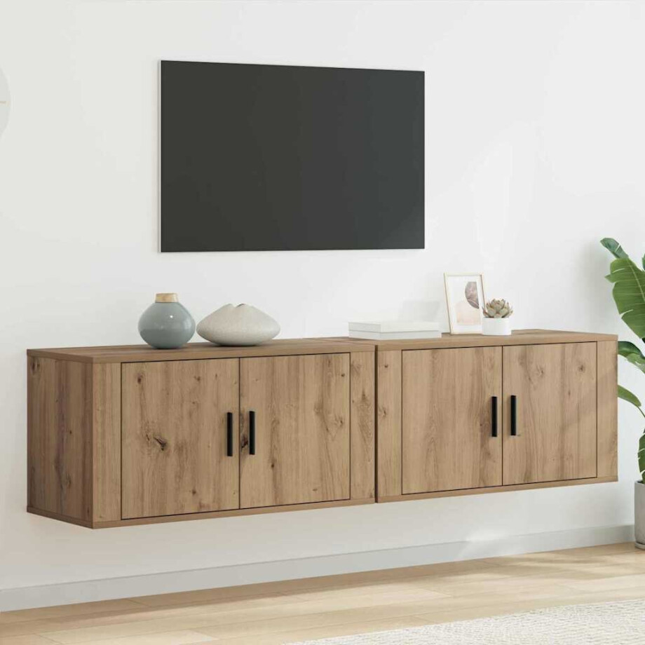 vidaXL Wandtv-kast Set 2 pcs Artisan Eiken 80 x 34,5 x 40 cm vidaXL Wandtv-kast Set 2 pcs Artisan Eiken 80 x 34,5 x 40 cm afbeelding 1