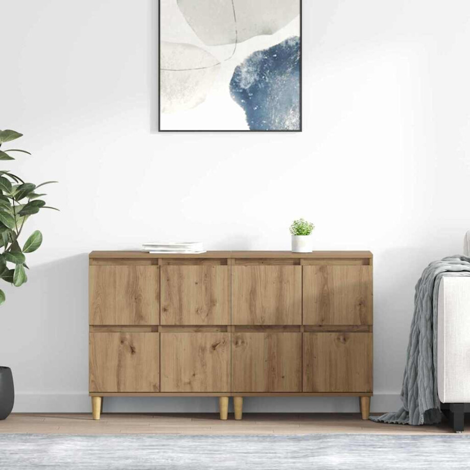 vidaXL Dressoirs 2 pcs Artisan Eiken 60 x 35 x 70 cm Bewerkt hout vidaXL Dressoirs 2 pcs Artisan Eiken 60 x 35 x 70 cm Bewerkt hout afbeelding 1