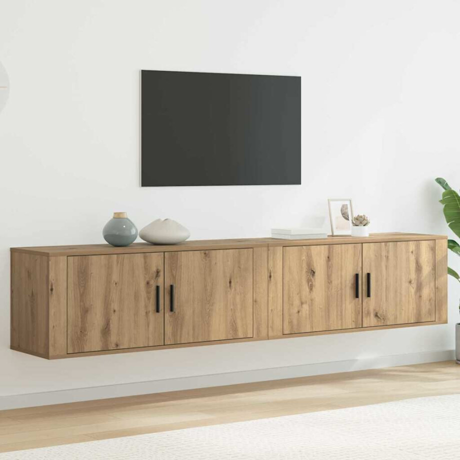 vidaXL Wandtv-kast Set 2 pcs Artisan Eiken 100 x 34,5 x 40 cm afbeelding 1