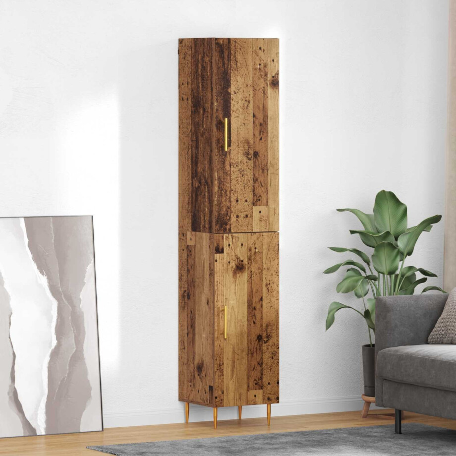 vidaXL Hoge kast 2 pcs Oud Hout Bewerkt hout vidaXL Hoge kast 2 pcs Oud Hout Bewerkt hout afbeelding 1
