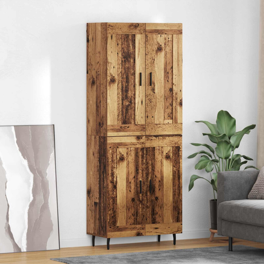 vidaXL Hoge kast 2 pcs Oud Hout Bewerkt hout vidaXL Hoge kast 2 pcs Oud Hout Bewerkt hout afbeelding 1