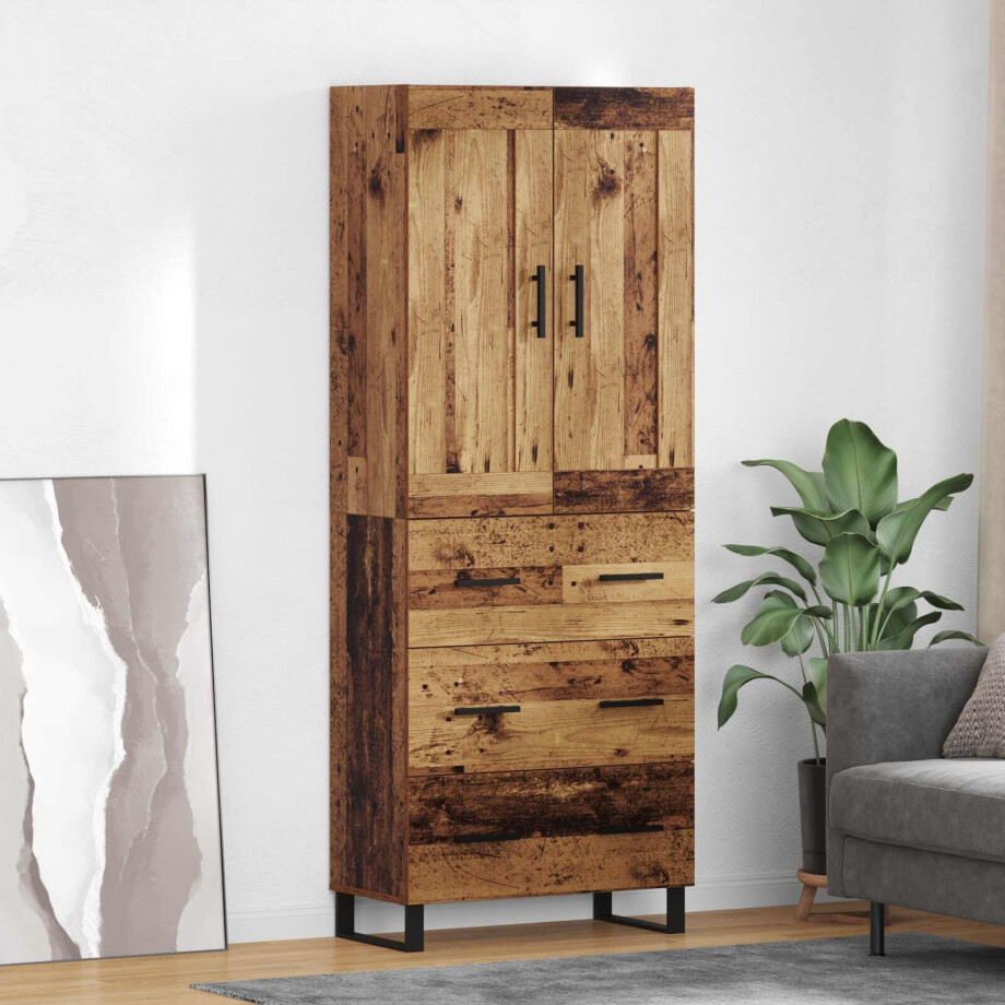 vidaXL Hoge kast Oudhout 69,5 x 34 x 180 cm Bewerkt hout vidaXL Hoge kast Oudhout 69,5 x 34 x 180 cm Bewerkt hout afbeelding 1