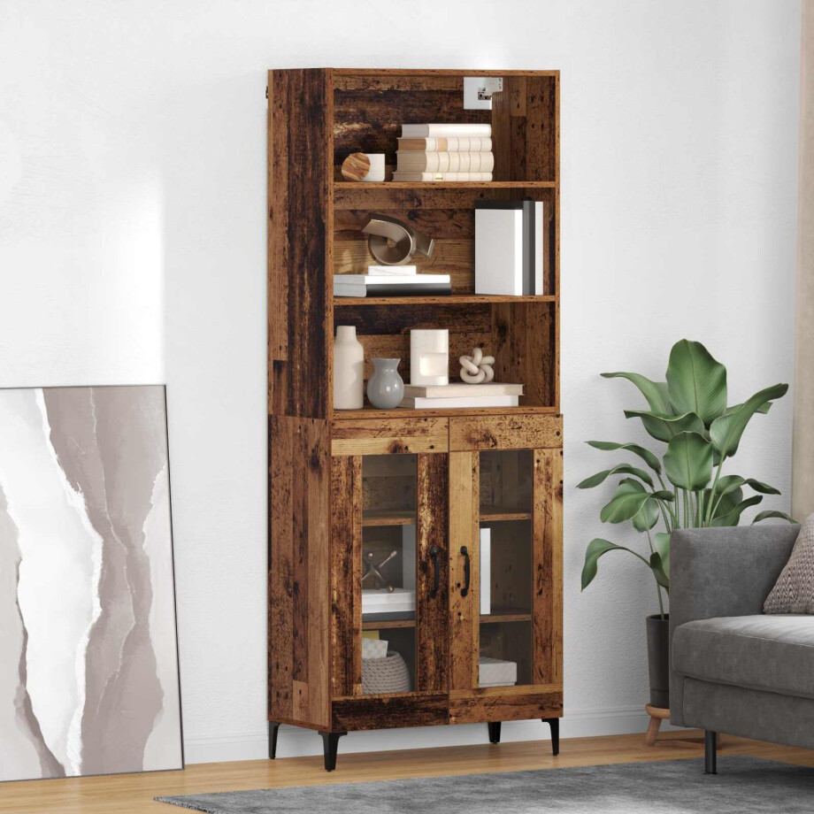vidaXL Hoge kast Oud Hout 69,5 x 34 x 180 cm Bewerkt hout vidaXL Hoge kast Oud Hout 69,5 x 34 x 180 cm Bewerkt hout afbeelding 1