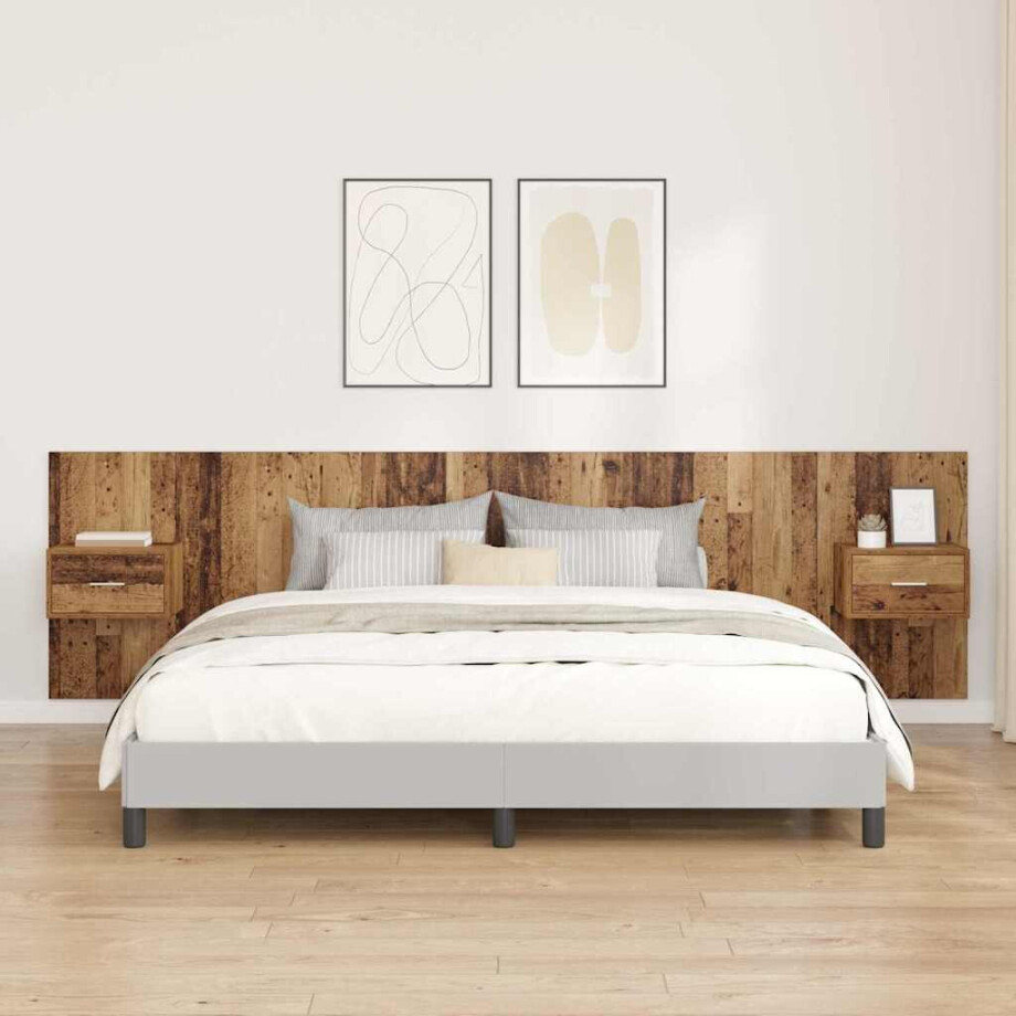 vidaXL Hoofdbord Met Kast met lade 3 pcs Oud Hout Bewerkt hout afbeelding 1