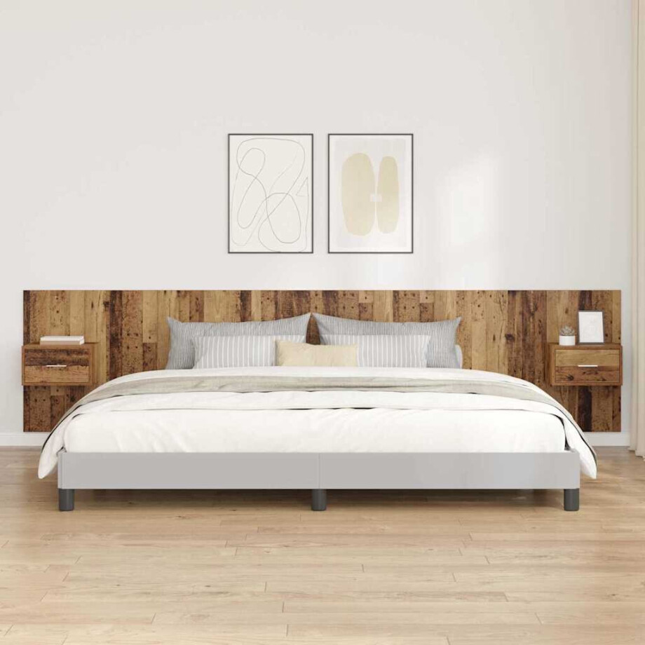 vidaXL Hoofdbord Met Kast met lade 3 pcs Oud Hout Bewerkt hout afbeelding 1