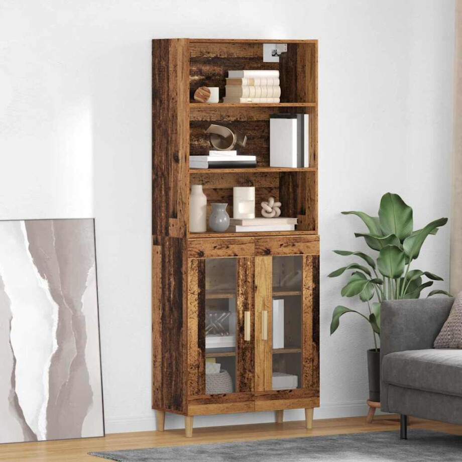vidaXL Hoge kast Oud Hout 69,5 x 32,5 x 180 cm Bewerkt hout vidaXL Hoge kast Oud Hout 69,5 x 32,5 x 180 cm Bewerkt hout afbeelding 1
