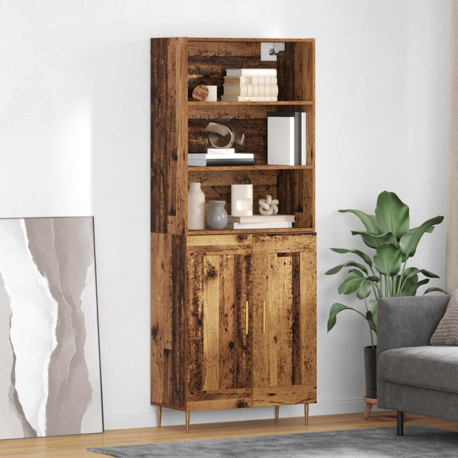 vidaXL Hoge kast Oudhout 69,5 x 34 x 180 cm Bewerkt hout vidaXL Hoge kast Oudhout 69,5 x 34 x 180 cm Bewerkt hout afbeelding 1