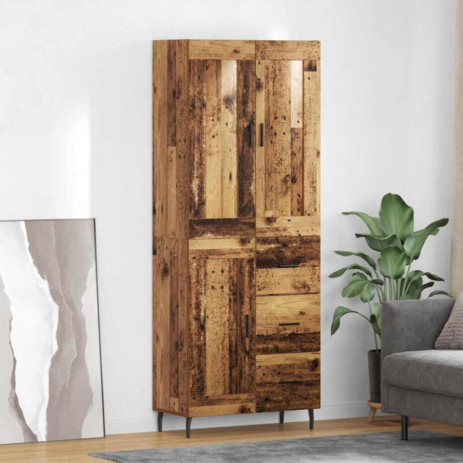 vidaXL Hoge kast met lade 2 pcs Oud Hout Bewerkt hout vidaXL Hoge kast met lade 2 pcs Oud Hout Bewerkt hout afbeelding 1