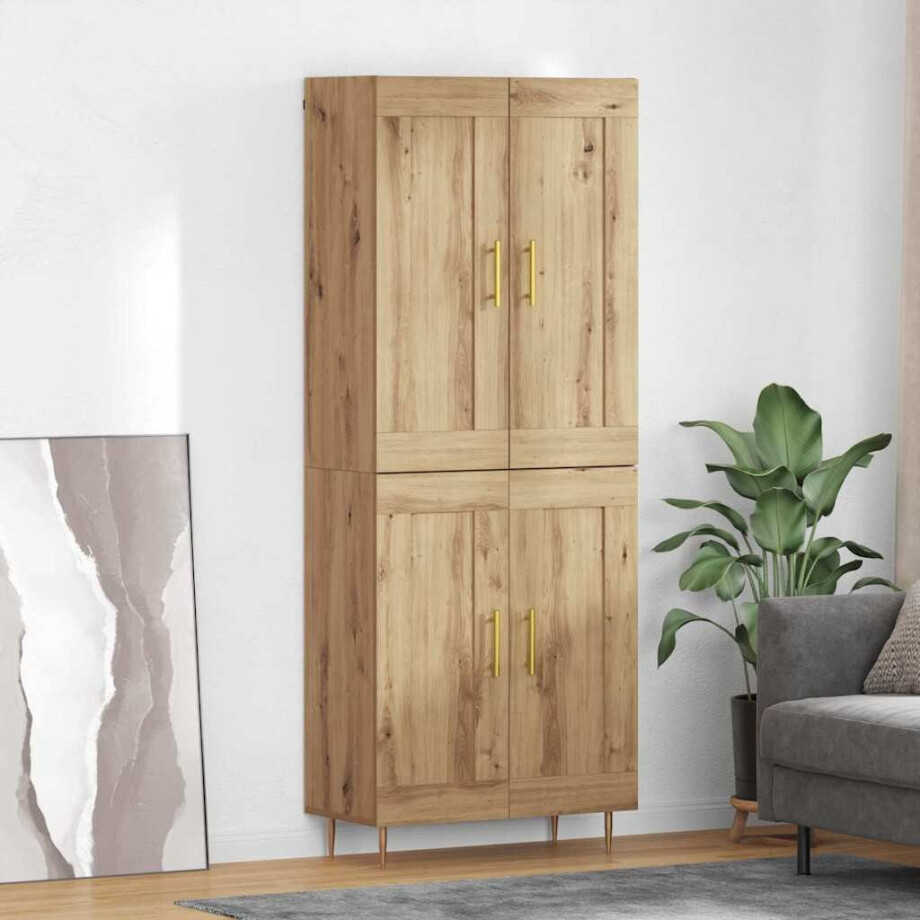 vidaXL Hoge kast Artisan Eiken 69,5 x 34 x 180 cm Bewerkt hout vidaXL Hoge kast Artisan Eiken 69,5 x 34 x 180 cm Bewerkt hout afbeelding 1