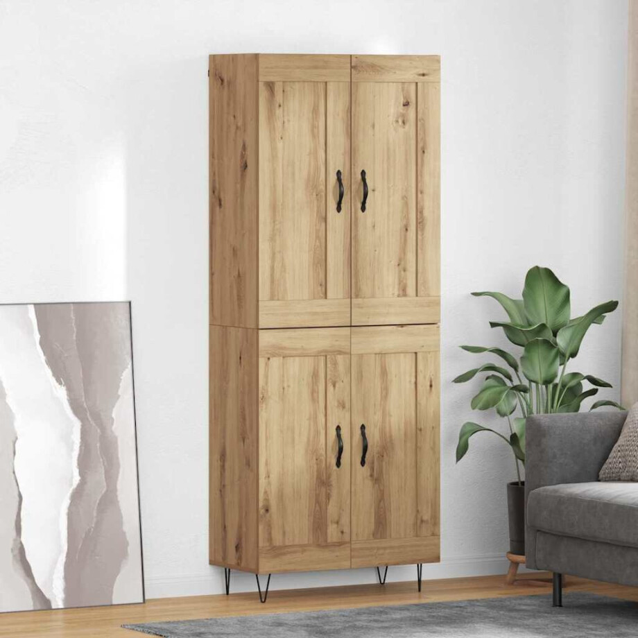 vidaXL Hoge kast Artisan Eiken 69,5 x 34 x 180 cm Bewerkt hout vidaXL Hoge kast Artisan Eiken 69,5 x 34 x 180 cm Bewerkt hout afbeelding 1