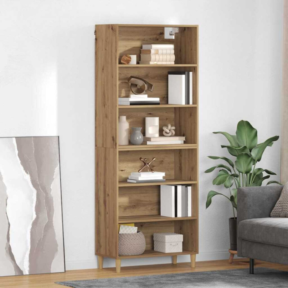 vidaXL Hoge kast Artisan Eiken 69,5 x 32,5 x 180 cm Bewerkt hout afbeelding 1