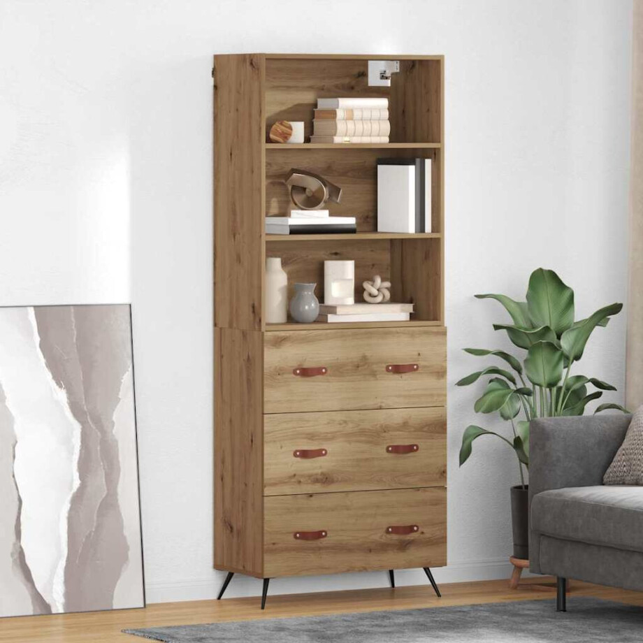 vidaXL Hoge kast Artisan Eiken 69,5 x 34 x 180 cm Bewerkt hout vidaXL Hoge kast Artisan Eiken 69,5 x 34 x 180 cm Bewerkt hout afbeelding 1