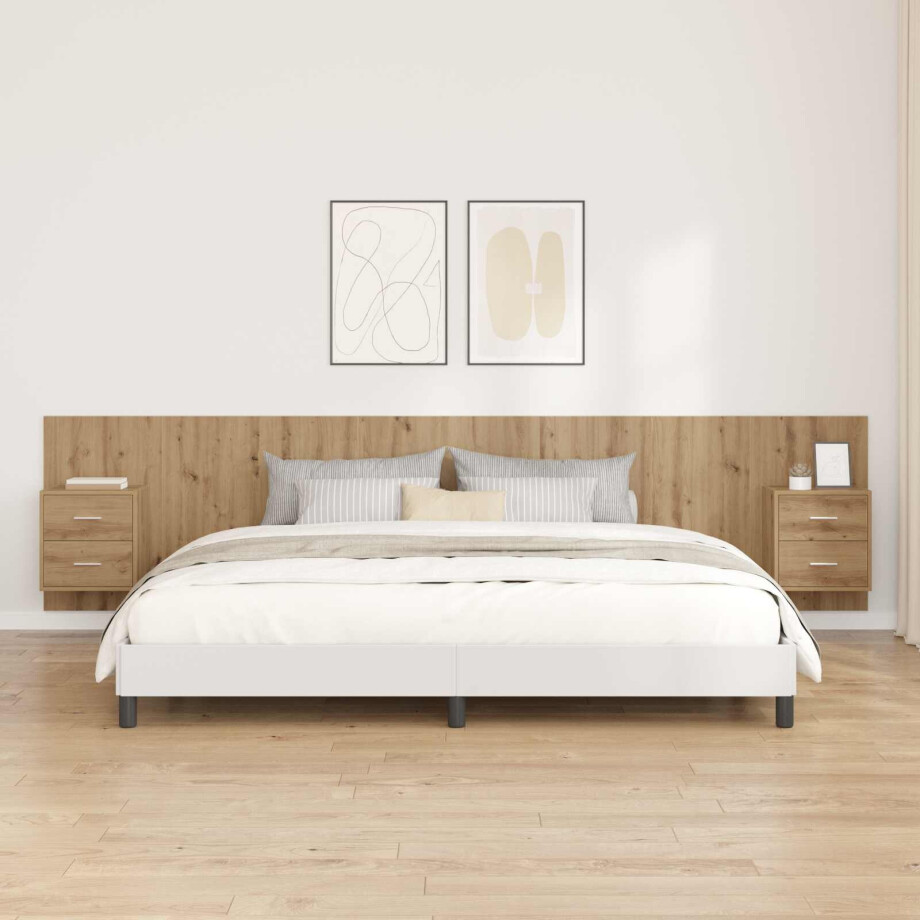 vidaXL Hoofdbord Met Kast met lade 3 pcs Artisan Eiken Bewerkt hout vidaXL Hoofdbord Met Kast met lade 3 pcs Artisan Eiken Bewerkt hout afbeelding 1