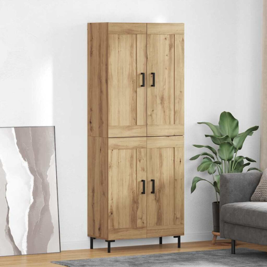 vidaXL Hoge kast 2 pcs Artisan Eiken Bewerkt hout afbeelding 1