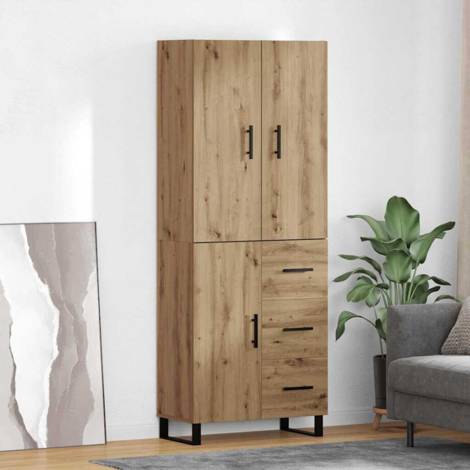vidaXL Hoge kast met lade 2 pcs Artisan Eiken 69,5 x 34 x 180 cm afbeelding 1