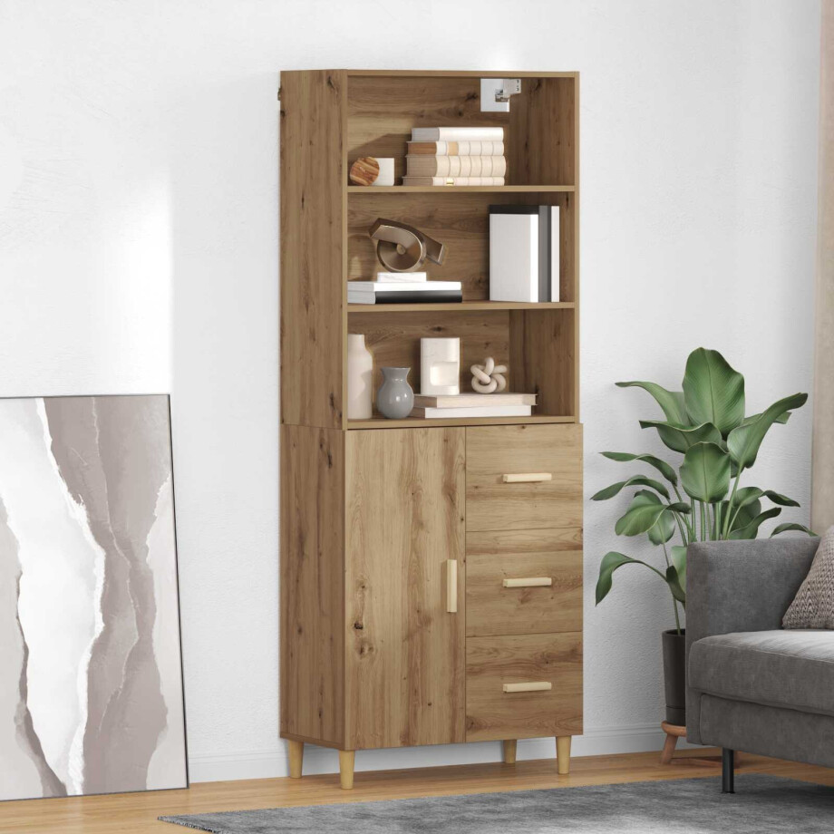 vidaXL Hoge kast Artisan Eiken 69,5 x 32,5 x 180 cm Bewerkt hout vidaXL Hoge kast Artisan Eiken 69,5 x 32,5 x 180 cm Bewerkt hout afbeelding 1