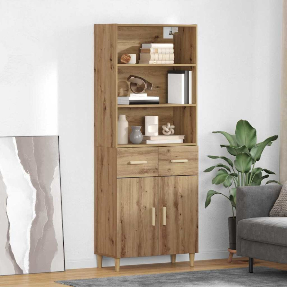 vidaXL Hoge kast Artisan Eiken 69,5 x 34 x 180 cm Bewerkt hout vidaXL Hoge kast Artisan Eiken 69,5 x 34 x 180 cm Bewerkt hout afbeelding 1