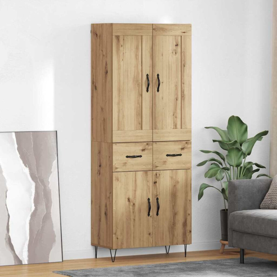vidaXL Hoge kast Artisan Eiken 69,5 x 34 x 180 cm Bewerkt hout vidaXL Hoge kast Artisan Eiken 69,5 x 34 x 180 cm Bewerkt hout afbeelding 1