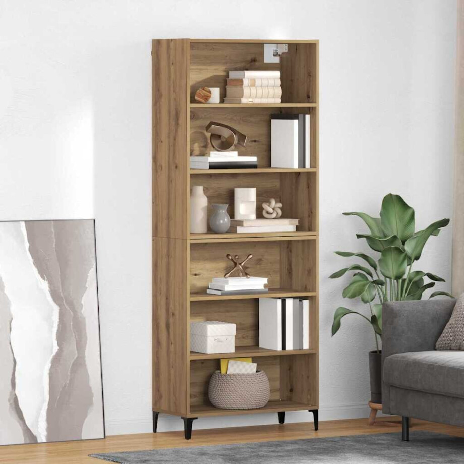 vidaXL Hoge kast Artisan Eiken 69,5 x 34 x 180 cm Bewerkt hout vidaXL Hoge kast Artisan Eiken 69,5 x 34 x 180 cm Bewerkt hout afbeelding 1