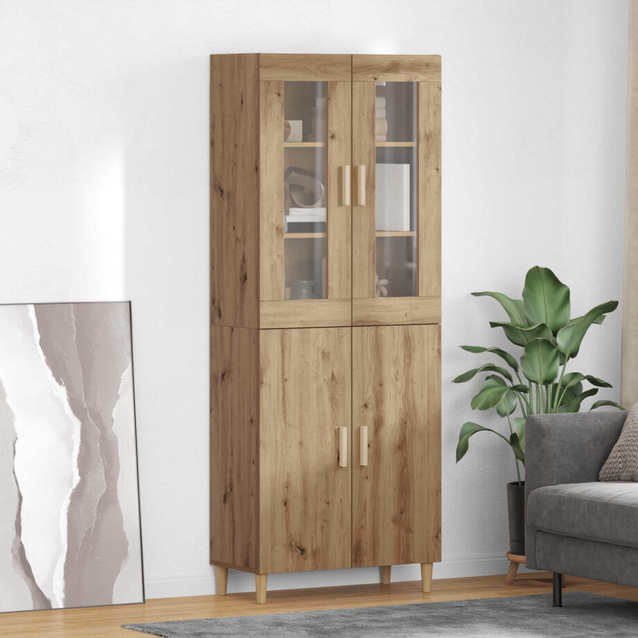 vidaXL Hoge kast Artisan Eiken 69,5 x 34 x 180 cm afbeelding 1