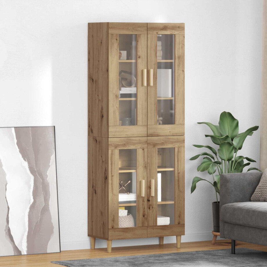 vidaXL Hoge kast Artisan Eiken 69,5 x 34 x 180 cm Bewerkt hout afbeelding 1