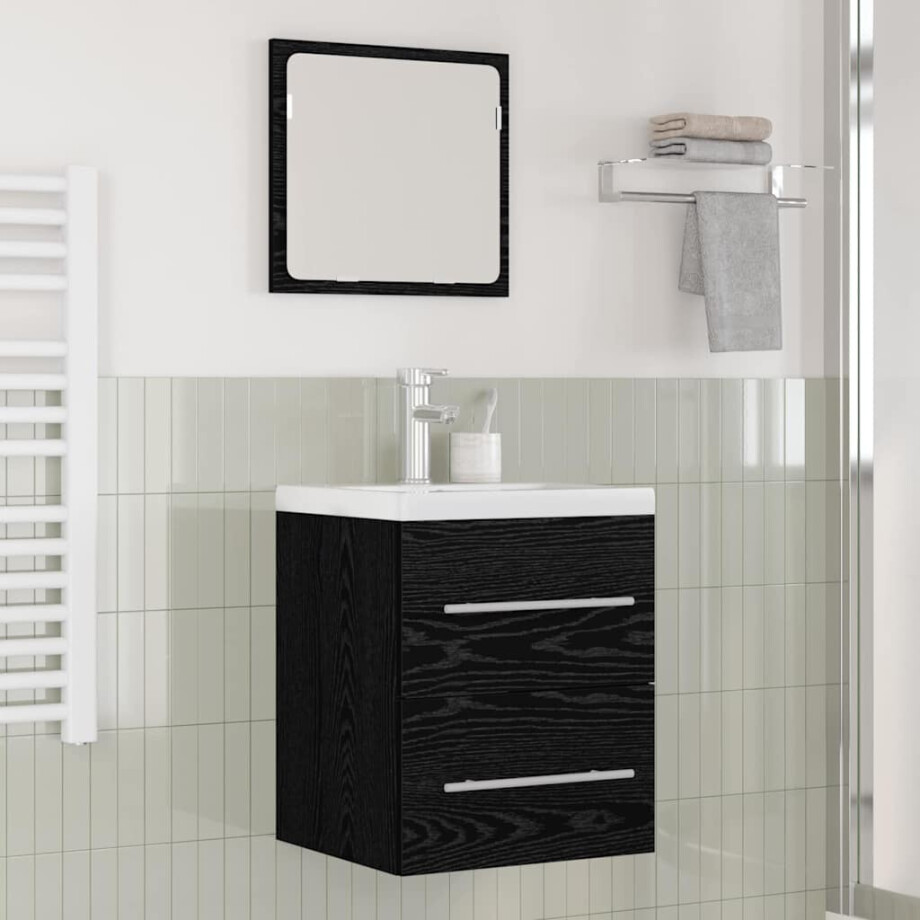 vidaXL Badkamertenk te kast met lade Zwart Eiken 41 x 38,5 x 48 cm afbeelding 1