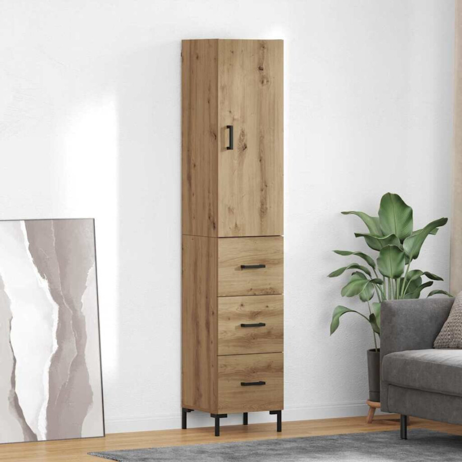vidaXL Hoge kast Artisan Eiken 69,5 x 34 x 180 cm Bewerkt hout vidaXL Hoge kast Artisan Eiken 69,5 x 34 x 180 cm Bewerkt hout afbeelding 1
