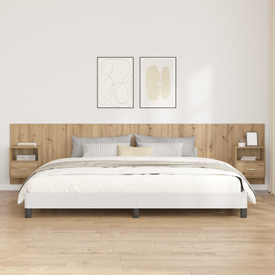 vidaXL Hoofdbord Met Kast met lade 3 pcs Artisan Eiken Bewerkt hout vidaXL Hoofdbord Met Kast met lade 3 pcs Artisan Eiken Bewerkt hout afbeelding 1