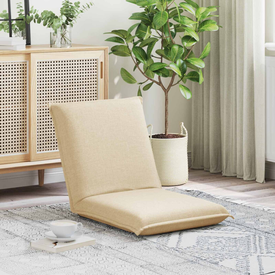 vidaXL Verstelbare vlo stoelen Crèmekleurig Stof afbeelding 1