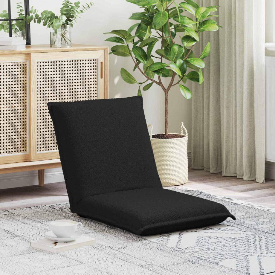 vidaXL Verstelbare vlo stoelen Zwart Schapenstof afbeelding 1