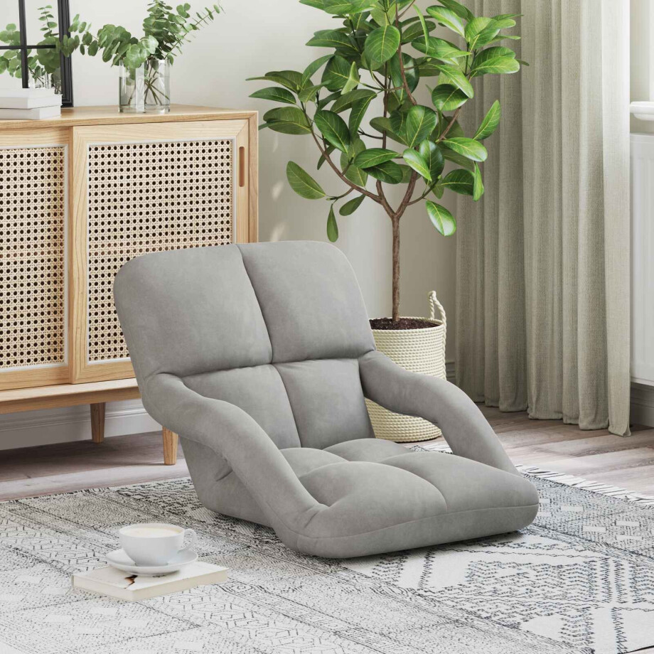 vidaXL Verstelbare vlo stoelen Lichtgrijs Fluweel vidaXL Verstelbare vlo stoelen Lichtgrijs Fluweel afbeelding 1